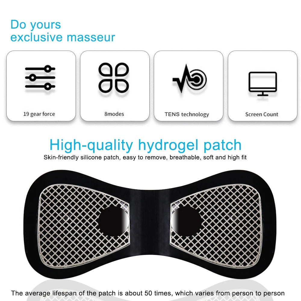 Neck Electric Massager Patch Pulse Muscle Stimulator Gel Pad Relieve Fatigue Cervical Massage Sticker 8 Modes