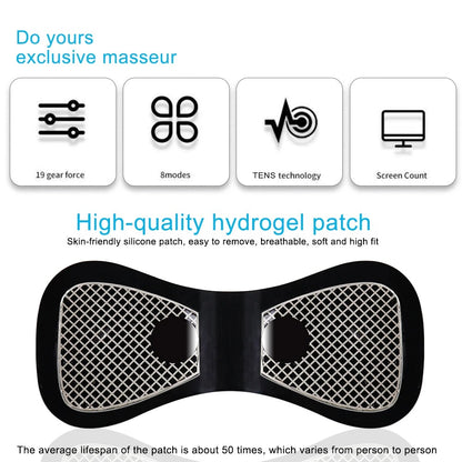 Neck Electric Massager Patch Pulse Muscle Stimulator Gel Pad Relieve Fatigue Cervical Massage Sticker 8 Modes