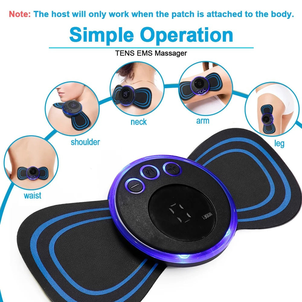 Neck Electric Massager Patch Pulse Muscle Stimulator Gel Pad Relieve Fatigue Cervical Massage Sticker 8 Modes