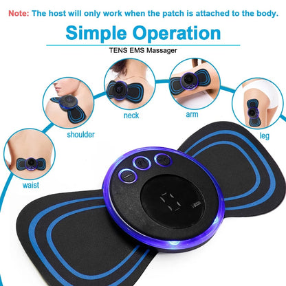 Neck Electric Massager Patch Pulse Muscle Stimulator Gel Pad Relieve Fatigue Cervical Massage Sticker 8 Modes